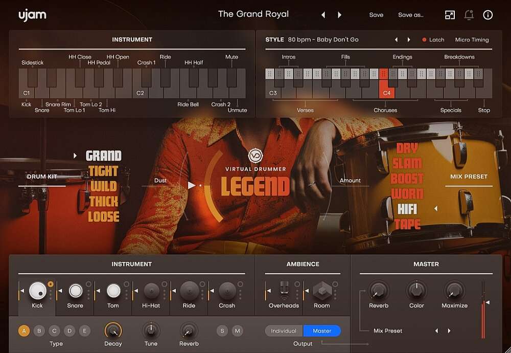 70年代虚拟鼓手 UJAM Virtual Drummer Legend v2.4.1-251编曲网