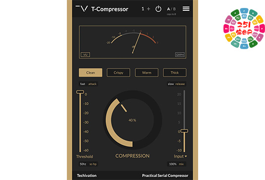 串行压缩效果器 Techivation T-Compressor v1.1.0 R2R Win-251编曲网