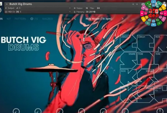 另类摇滚鼓音色 Native Instruments Butch Vig Drums v1.1.0-251编曲网