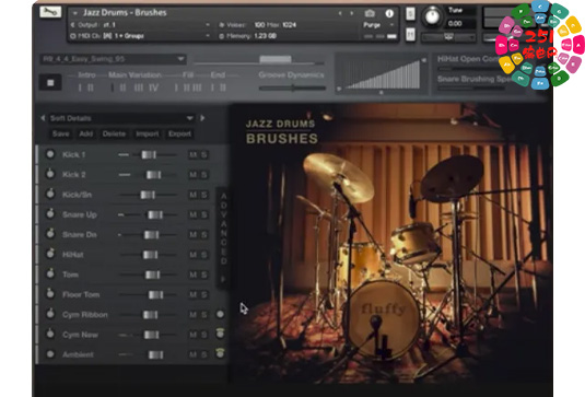 爵士鼓音色库 Fluffy Audio Jazz Drums Brushes-251编曲网