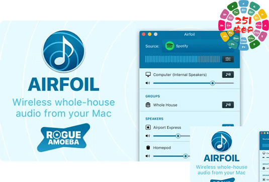 无线音频传输软件 Rogue Amoeba Airfoil v5.12.3 MacOS-251编曲网